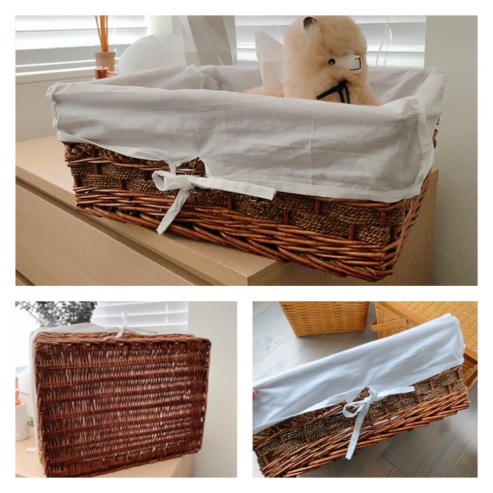 Extra large rattan basket with cotton inner